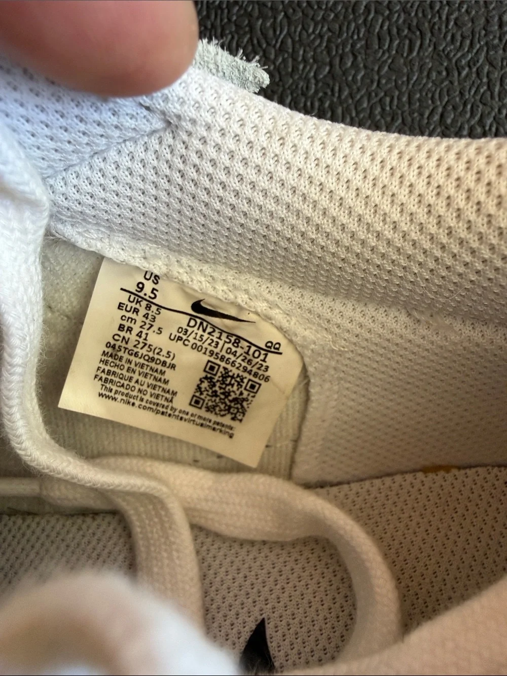 Nike White Sneakers with Neon Yellow Tongue Tab and Orange Swoosh